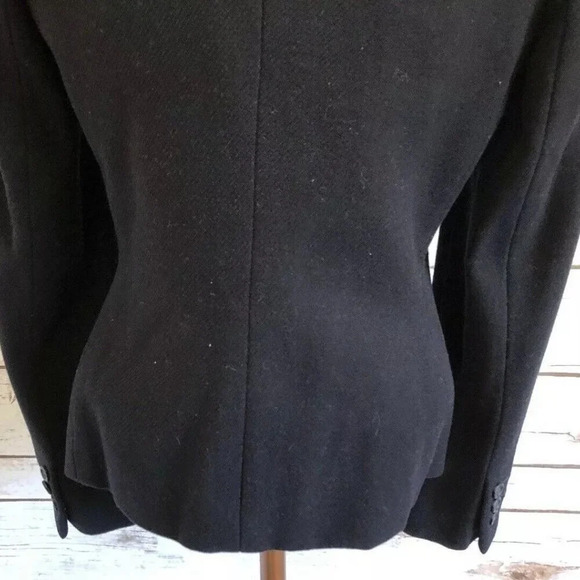ANN TAYLOR Women Fully Lined Collar 100% Wool Textured Black Blazer Jacket Sz 2 - Picture 5 of 12